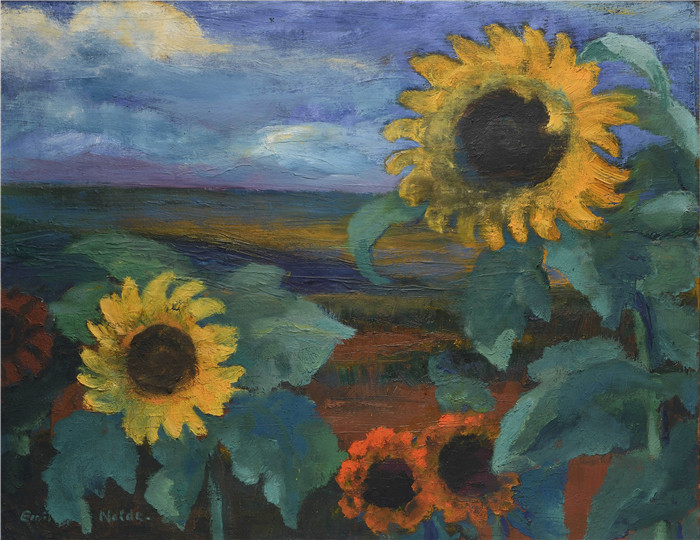 埃米尔·诺尔德（Emil Nolde）作品-向日葵之夜 II 1944年