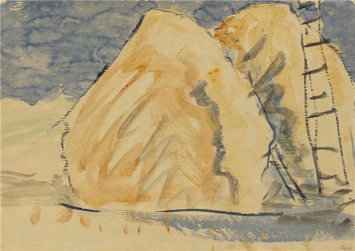 埃米尔·诺尔德（Emil Nolde）作品-玉米地景观，1907年
