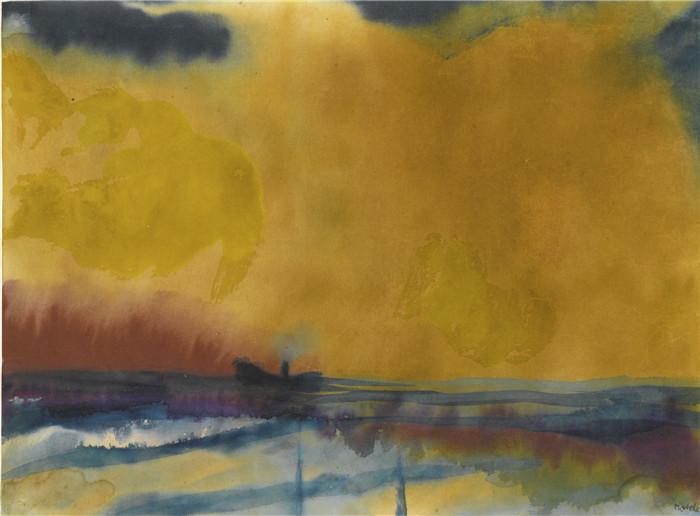 埃米尔·诺尔德（Emil Nolde）作品-在黄色的天空下