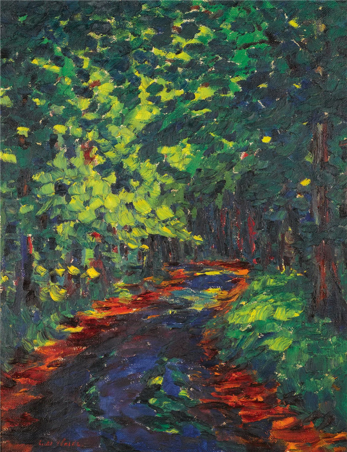 埃米尔·诺尔德（Emil Nolde）作品-森林小径，1909年