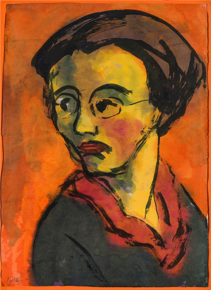 埃米尔·诺尔德(Emil Nolde)作品-肖像-Johanna Schiefler,1920