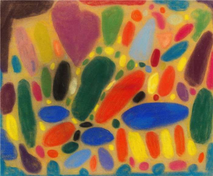 阿道夫·霍尔泽尔（Adolf Hölzel）作品 -圆形和椭圆形的颜色组合（1933）