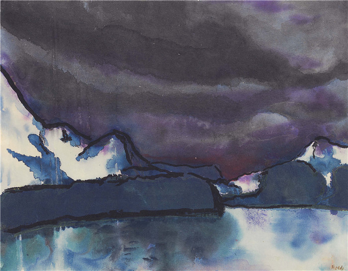 埃米尔·诺尔德（Emil Nolde）作品-山地湖泊