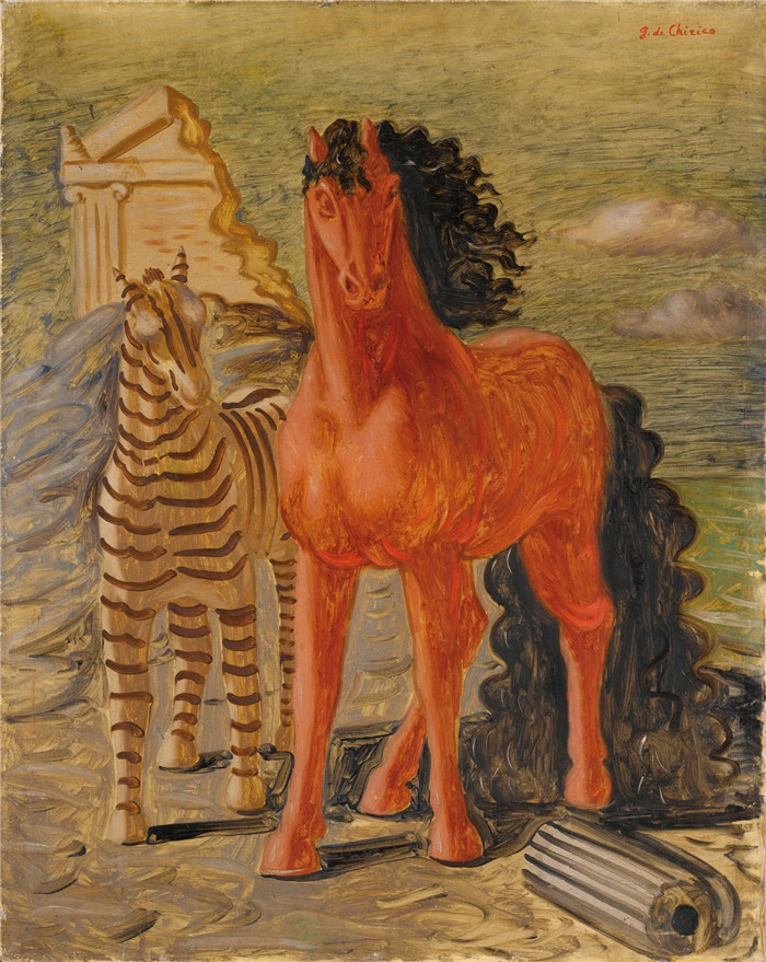 乔治·德·基里科（Giorgio de Chirico）高清作品-Cavallo E Zebra，1929年