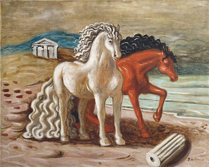 乔治·德·基里科(Giorgio de Chirico)高清作品-《海边的马》,1929年