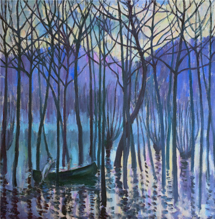 西奥多·厄尔·巴特勒（Theodore Earl Butler）作品-独木舟与洪水1910