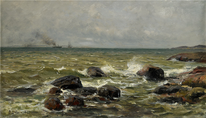 伯纳德·林登霍姆（ Berndt Lindholm）作品 –带帆船的海岸景色