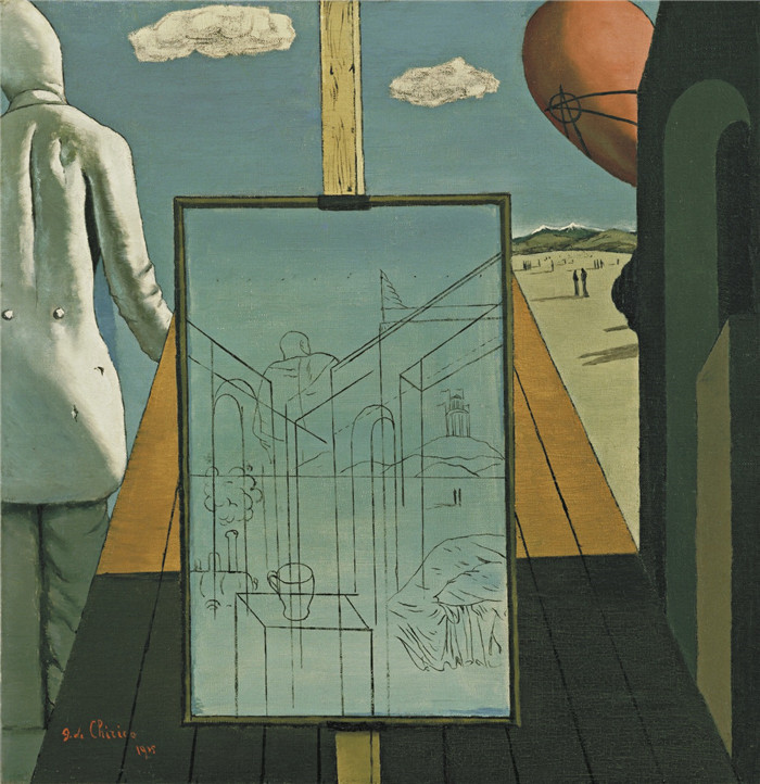 乔治·德·基里科（Giorgio de Chirico）高清作品-巴黎春天的双重梦想，1915年