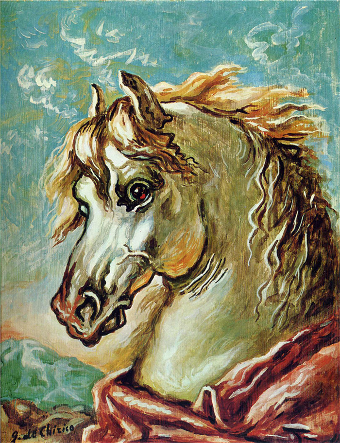 乔治·德·基里科（Giorgio de Chirico）高清作品-风中鬃毛的白马头