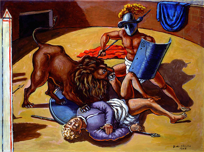 乔治·德·基里科（Giorgio de Chirico）高清作品-与狮子搏斗