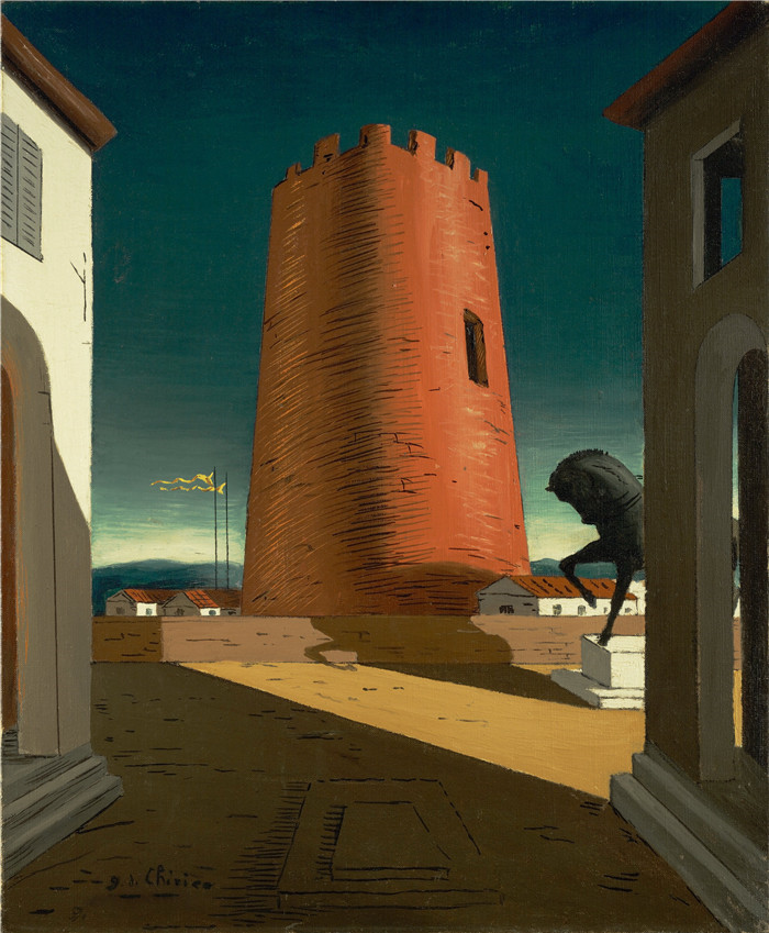 乔治·德·基里科（Giorgio de Chirico）高清作品-玫瑰塔，1913年