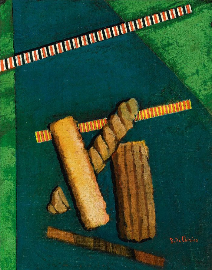 乔治·德·基里科（Giorgio de Chirico）高清作品-饼干和面饰组合，1916年