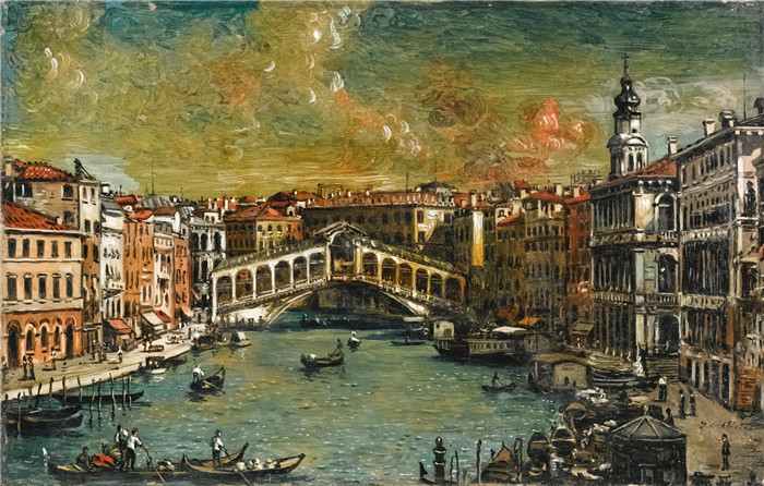 乔治·德·基里科（Giorgio de Chirico）高清作品-威尼斯里亚托大桥，1950年