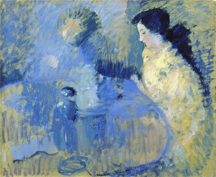 西奥多·厄尔·巴特勒（Theodore Earl Butler）作品-莉莉和吉姆在餐桌上1908