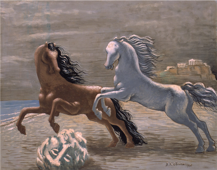 乔治·德·基里科（Giorgio de Chirico）高清作品-海边的马