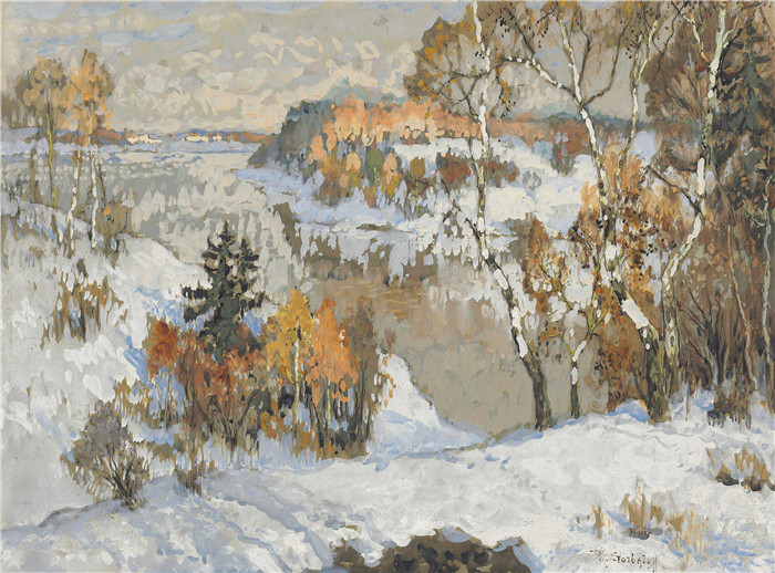 康斯坦丁·伊万诺维奇·戈巴托夫（konstantin lvanovich gorbatov）油画-冬季风景