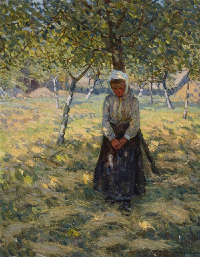 海伦·加洛韦·麦克尼科尔(Helen Galloway McNicoll)作品-《田野里的女孩》,1911年