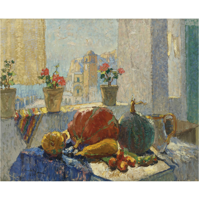 康斯坦丁·伊万诺维奇·戈巴托夫(konstantin lvanovich gorbatov)油画-STILL LIFE BY A WINDOW, CAPRI