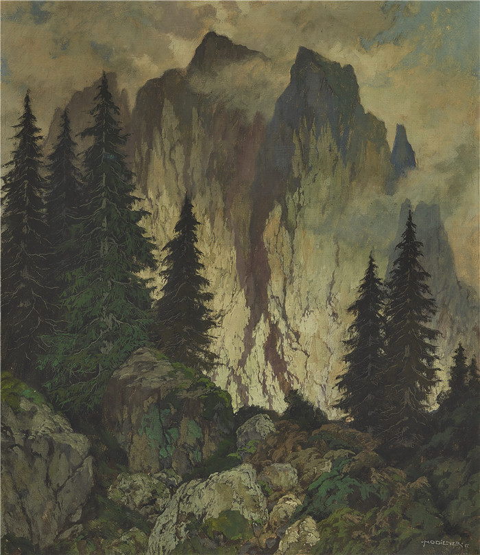 雨果·霍迪纳(Hugo Hodiener )油画-Spatsommer in den Bergen