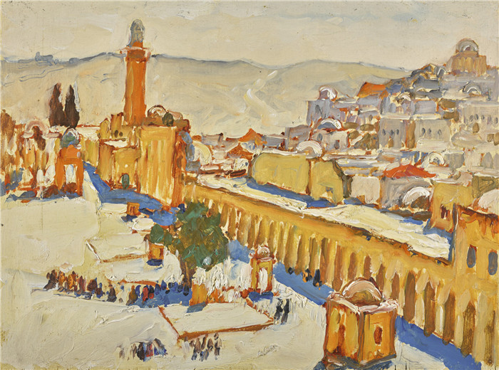 康斯坦丁·伊万诺维奇·戈巴托夫（konstantin lvanovich gorbatov）油画-耶路撒冷奥马尔清真寺庭院