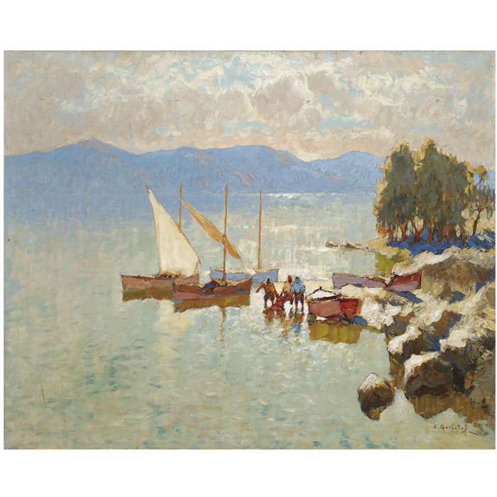 康斯坦丁·伊万诺维奇·戈巴托夫(konstantin lvanovich gorbatov)油画-LAKE LANDSCAPE