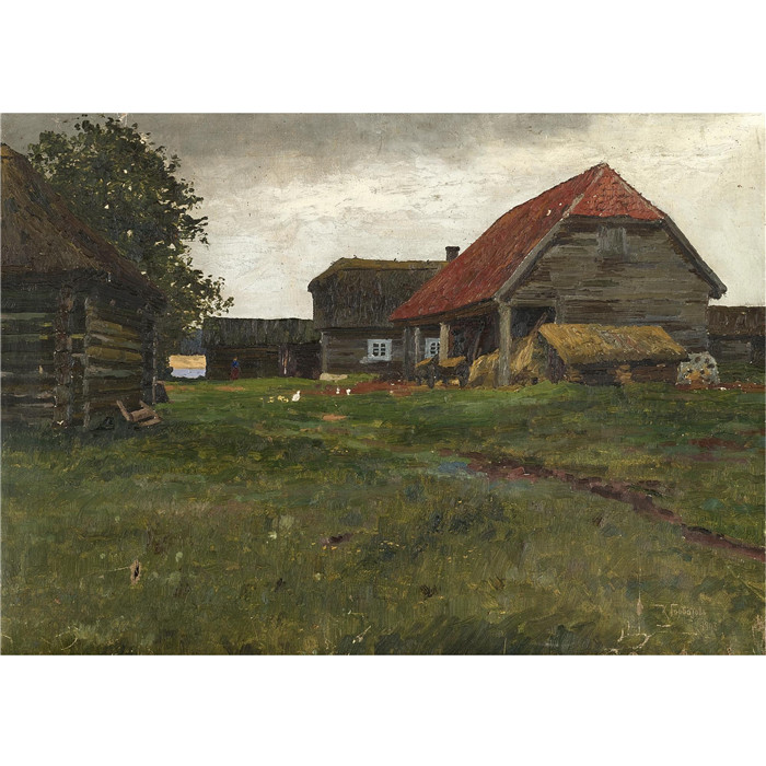 康斯坦丁·伊万诺维奇·戈巴托夫（konstantin lvanovich gorbatov）油画-农场建筑