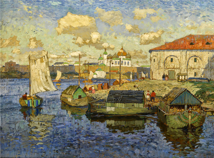 康斯坦丁·伊万诺维奇·戈巴托夫（konstantin lvanovich gorbatov）油画-驳船