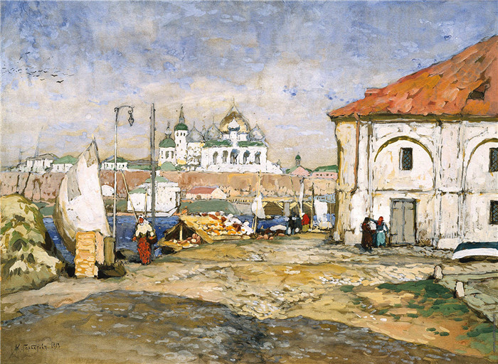 康斯坦丁·伊万诺维奇·戈巴托夫（konstantin lvanovich gorbatov）油画-老城区