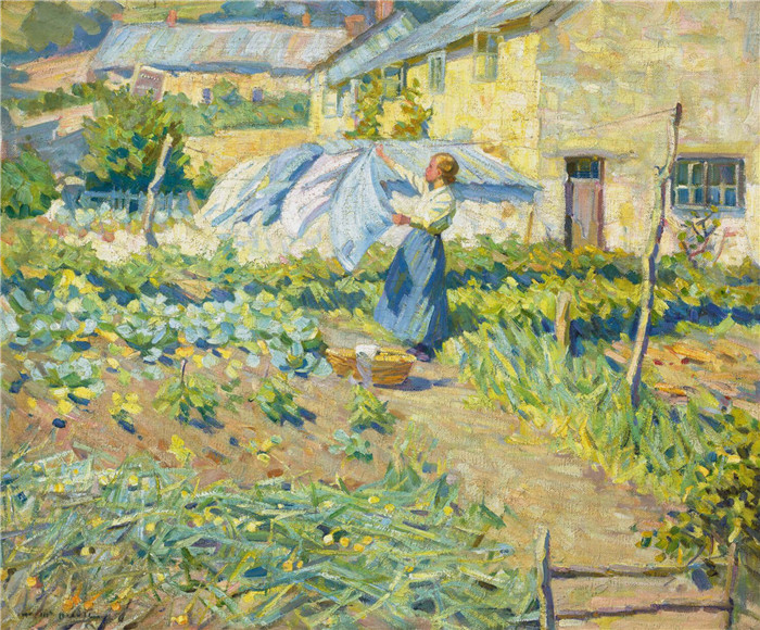 海伦·加洛韦·麦克尼科尔（Helen Galloway McNicoll）作品-清新的微风，1909