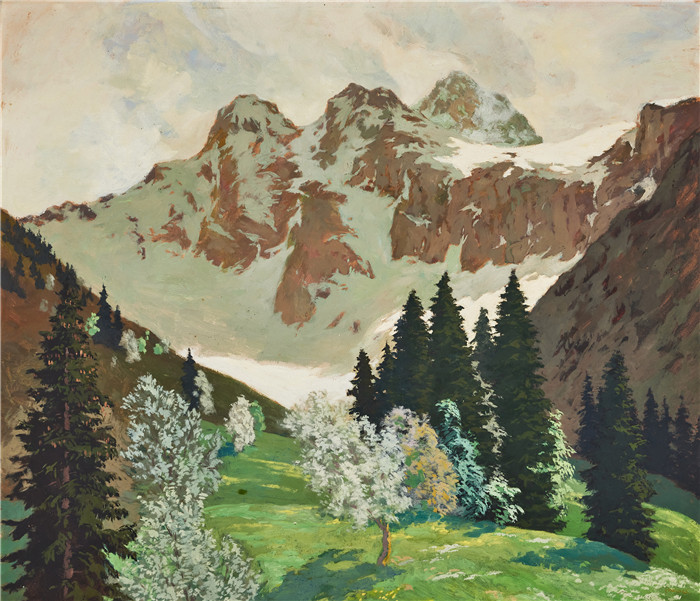 雨果·霍迪纳（Hugo Hodiener ）油画-山地景观
