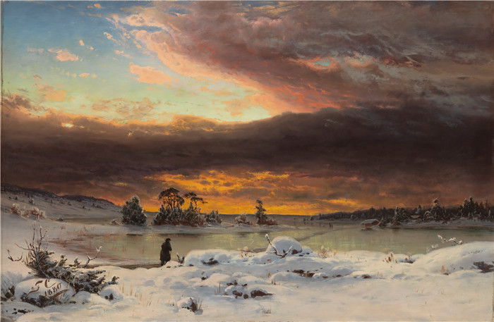 范妮·丘尔贝格(Fanny Churberg)作品-冬天的风景，在太阳消失之后