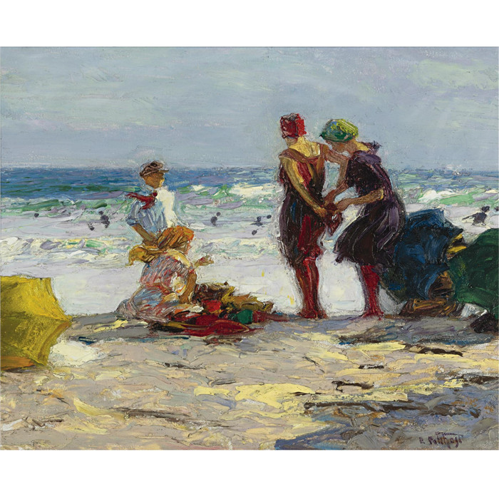 爱德华·亨利·波斯特(Edward Henry Potthast)作品-洗澡的人