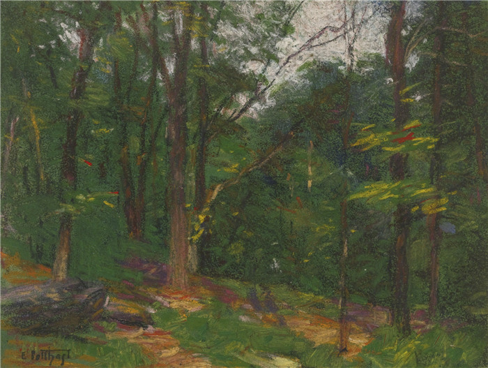 爱德华·亨利·波斯特(Edward Henry Potthast)作品-空地边缘的树木