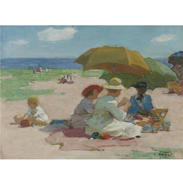 爱德华·亨利·波斯特(Edward Henry Potthast)作品-在海滩（2）