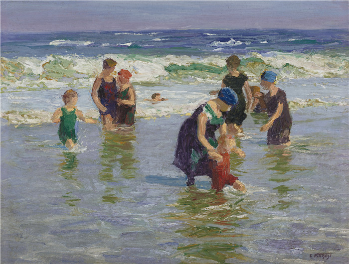 爱德华·亨利·波斯特(Edward Henry Potthast)作品-沐浴者