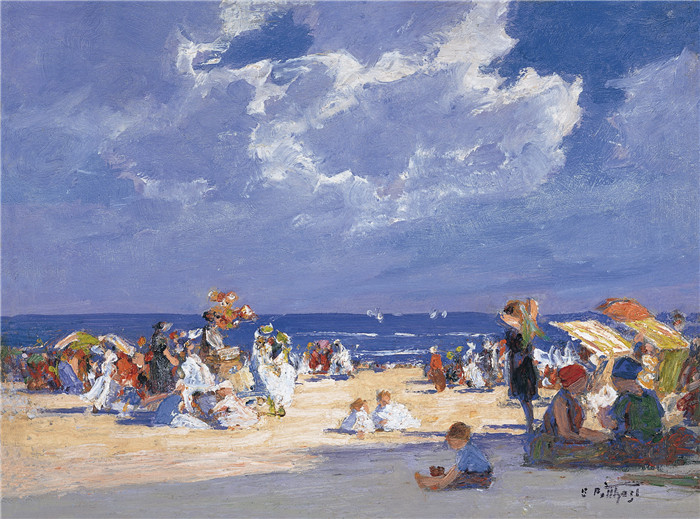 爱德华·亨利·波斯特(Edward Henry Potthast)作品-海滩场景 3