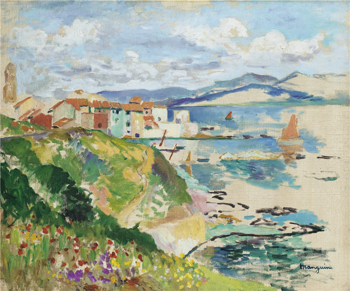 亨利·夏尔·芒更（Henri Charles Manguin）作品-庞切河景观，圣特罗佩，1904年