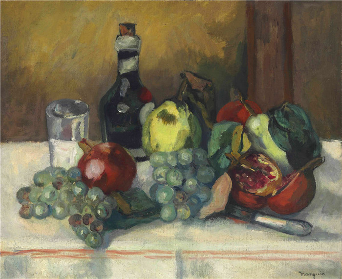 亨利·夏尔·芒更（Henri Charles Manguin）作品-《木瓜、石榴和葡萄》，1924年