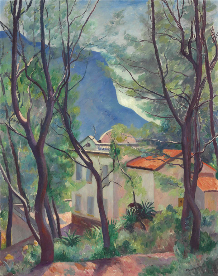 亨利·夏尔·芒更（Henri Charles Manguin）作品-《树上的房子》，维尔克罗泽，1912年