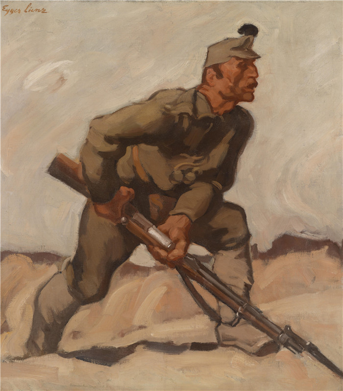 阿尔宾·艾格·利恩茨（Albin Egger Lienz）作品-Kaiserschütze ，1916
