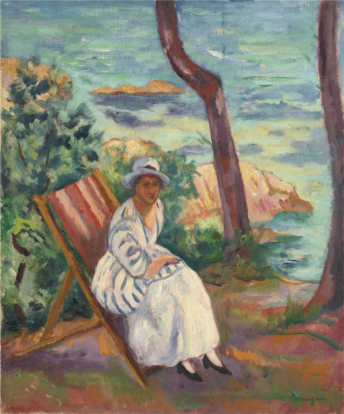 亨利·夏尔·芒更（Henri Charles Manguin）作品-珍妮在奥斯塔莱，1921年