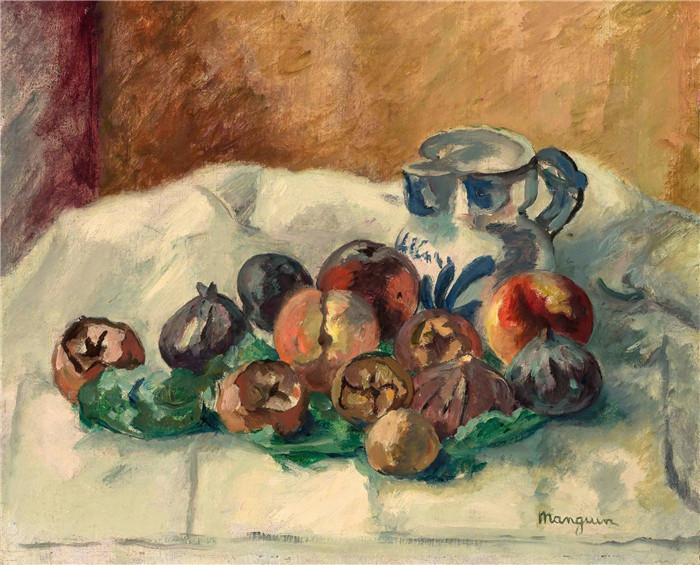 亨利·夏尔·芒更（Henri Charles Manguin）作品-石榴和无花果，1927年