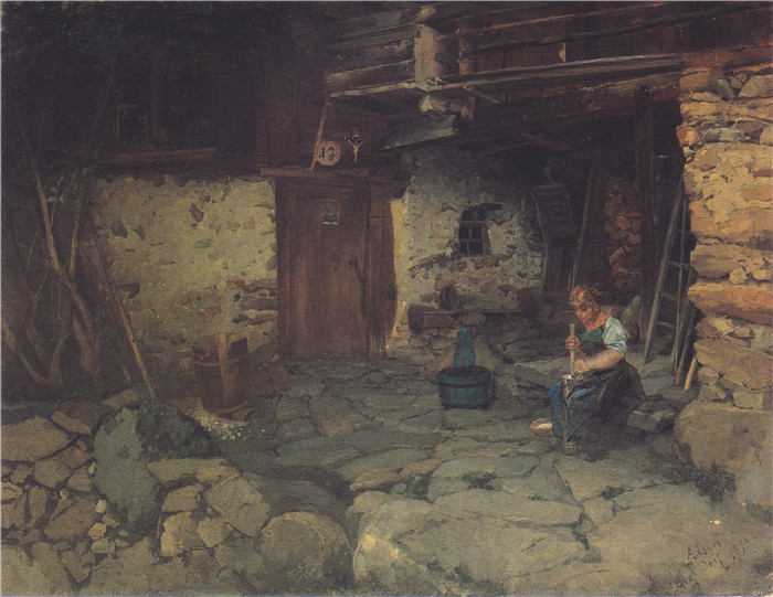 阿尔宾·艾格·利恩茨(Albin Egger Lienz)作品-格拉芬多夫的农业旅游,1891年