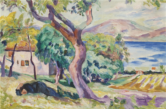 亨利·夏尔·芒更（Henri Charles Manguin）作品-圣特罗佩湾的农场，1919年