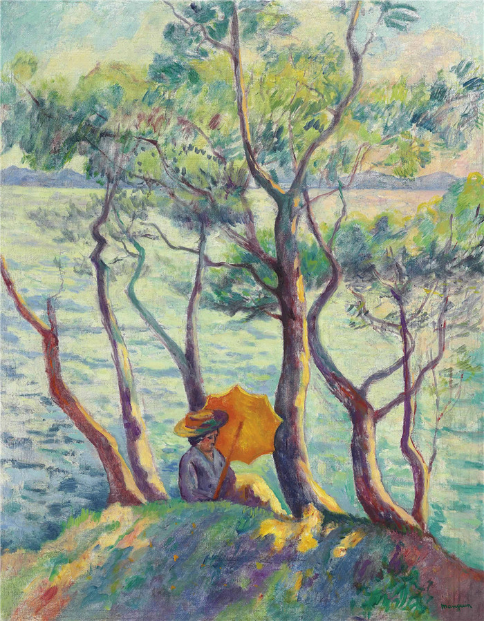 亨利·夏尔·芒更（Henri Charles Manguin）作品-Jeanne with the Umbrella, Cavaliere, 1906