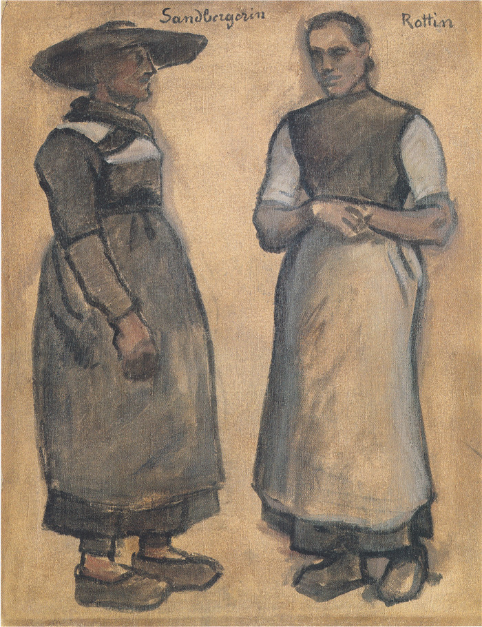 阿尔宾·艾格·利恩茨(Albin Egger Lienz)作品-Die Sandpergerin und die Rottin, sein Weib