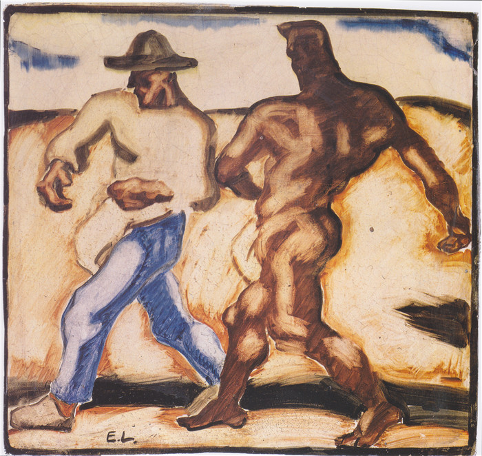 阿尔宾·艾格·利恩茨（Albin Egger Lienz）作品-萨曼与魔鬼，约1923年