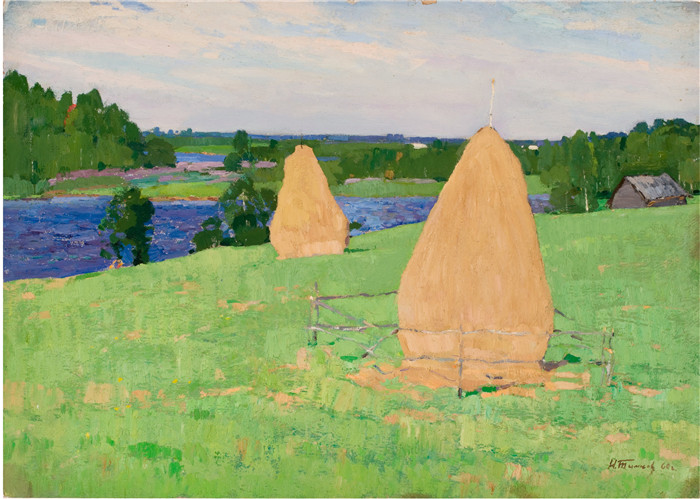 尼古拉·蒂姆科夫 (Nikolai Timkov)油画-第一次收获，1960年