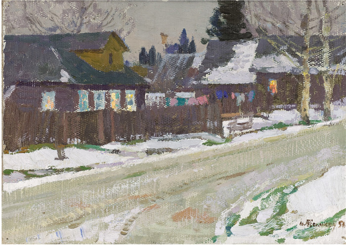 尼古拉·蒂姆科夫 (Nikolai Timkov)油画-乡村路，1953年