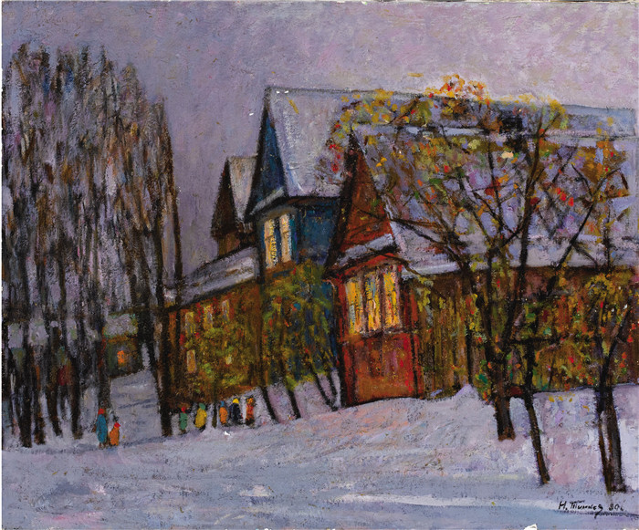 尼古拉·蒂姆科夫 (Nikolai Timkov)油画-Side Street，1980年